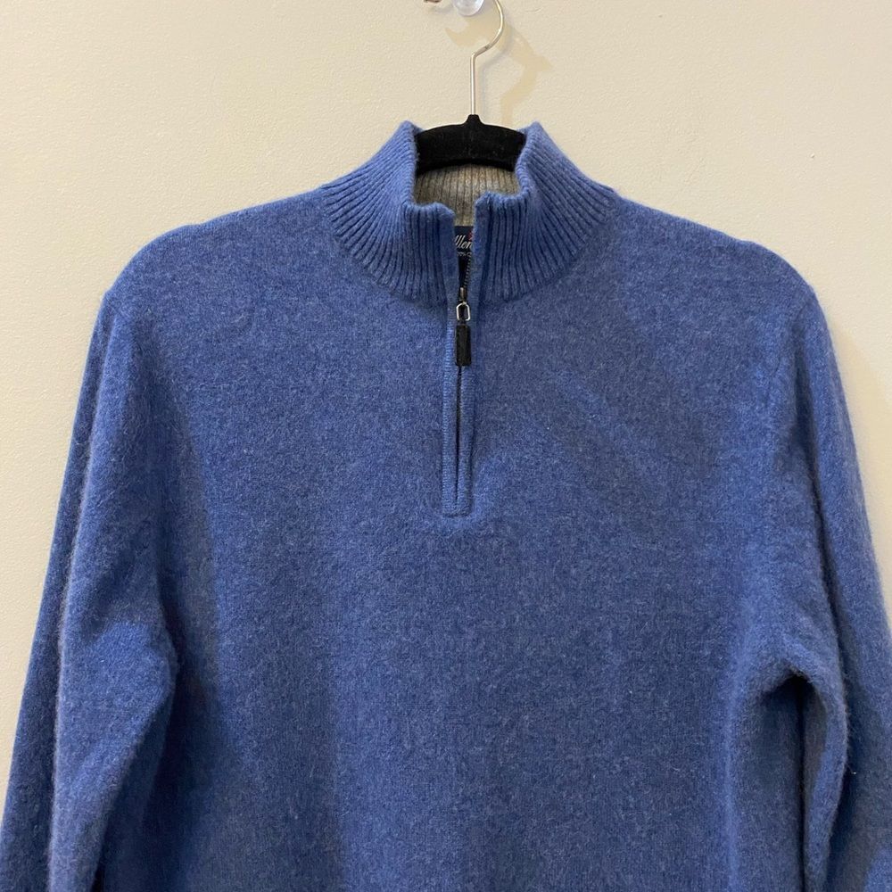 Allen Solly 100% Cashmere Quarter Zip Blue Sweater Women Size L - Picture 2 of 6